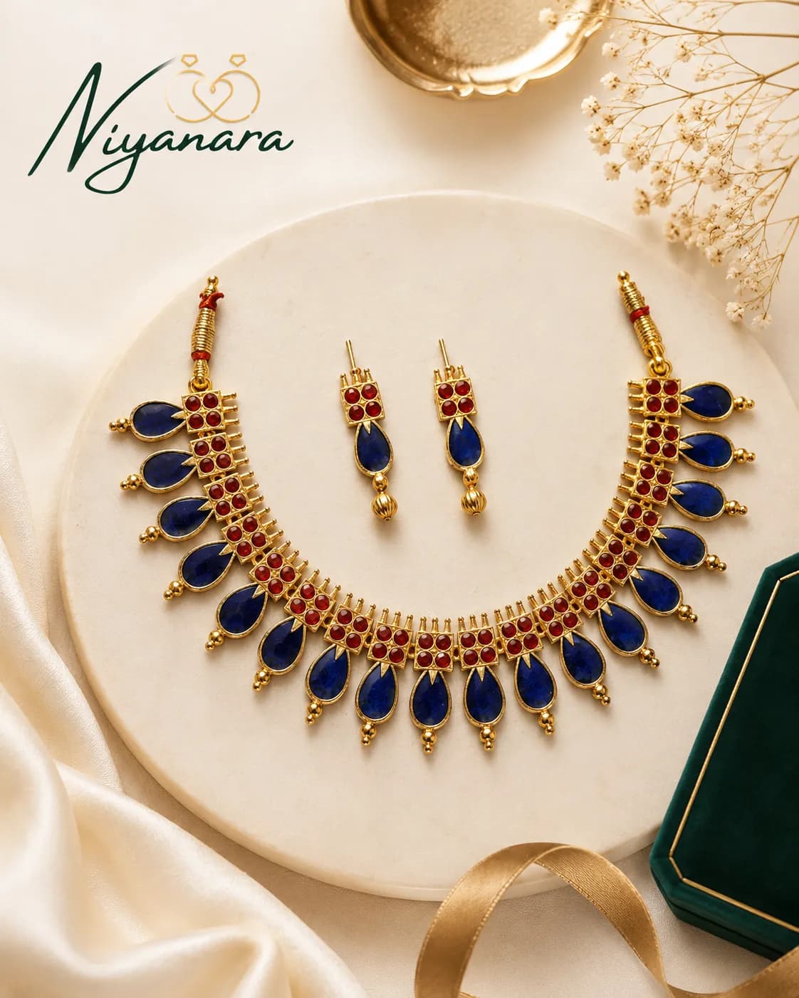 Niyanara Neelambari Gold-Plated Necklace Set